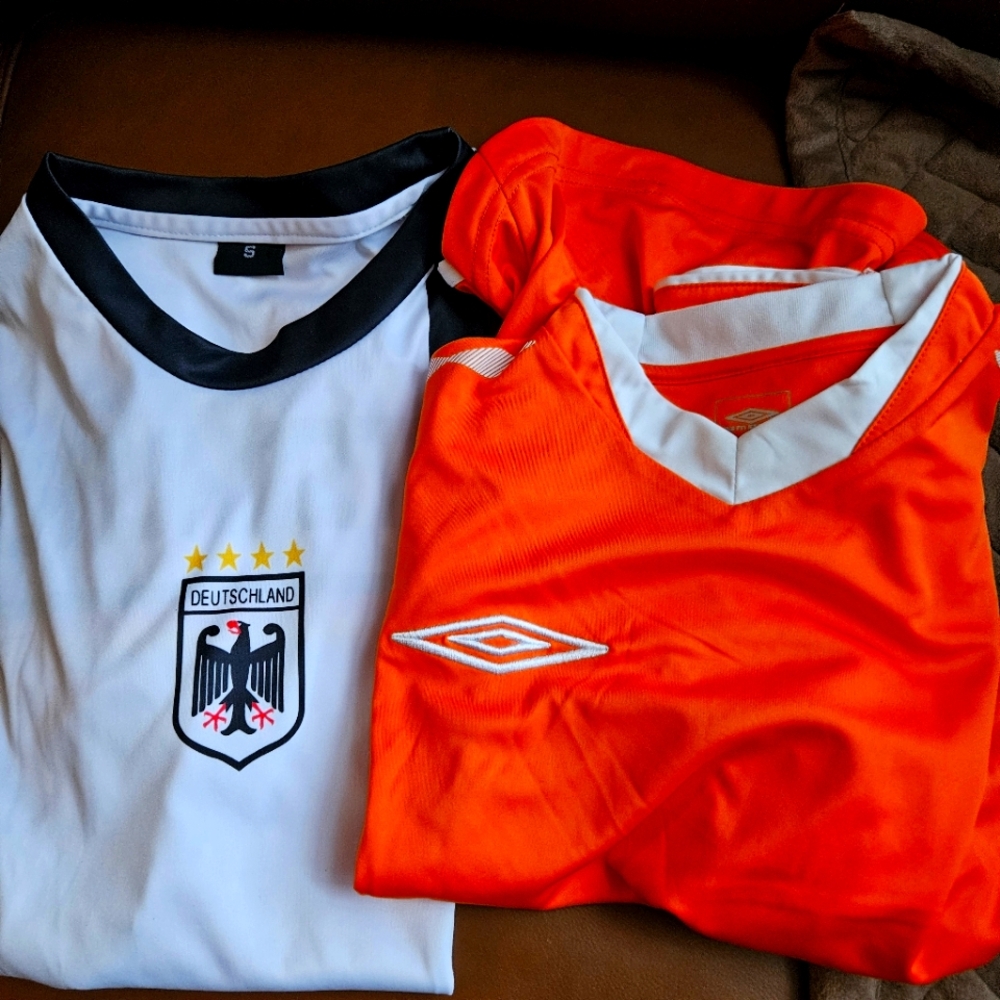 Umbro Orange Kids Sports Jersey/ German Soccer Shirt And Adidas Orange Short Sle